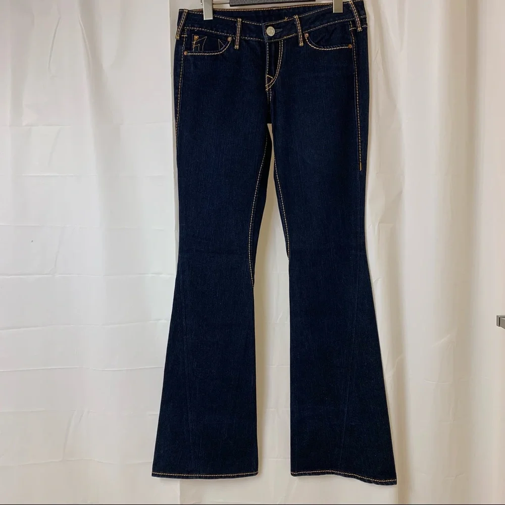 True Religion Dark Indigo Flare Jeans - Picture 2 of 14